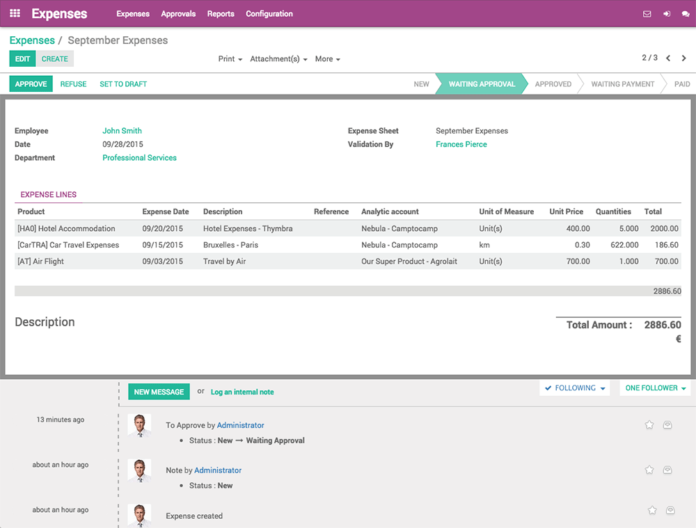 Photo source: Odoo expenses